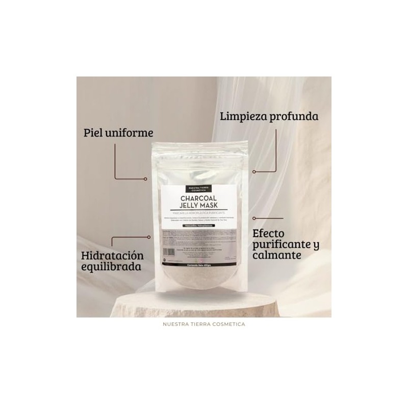 Charcoal Mascarilla Hidro-Plastica Purificante con Carbon Activado, Sauce y Tea