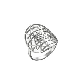 EUEAVAN Adjustable Sri Yantra Chakra Ring - Sri Yantra Amulet Talisman Pendant - Sacred Geometry Ring - Hinduism Symbol - Meditation Jewelry for Women Men (Silver)