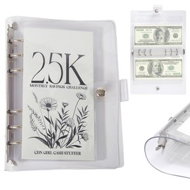 12-Month Envelopes Money Saving Challenge Binder,Budget Binder With Cash Envelopes, 2.5K/5K/10K Dollars Cash Loose Leaf Savings Book, for Fun Money Saving Challenge (2.5K)