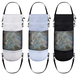 Gersoniel 3 Pack Boat Trash Can Boat Accessories Mesh Trash Bags Portable Garbage Container for Kayak Pontoon Camper Fishing Storage Cabin(Black, Gray, White)