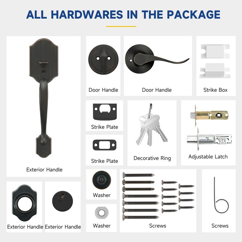 Front Door Handle and Deadbolt Set, Front Door Lock Set,