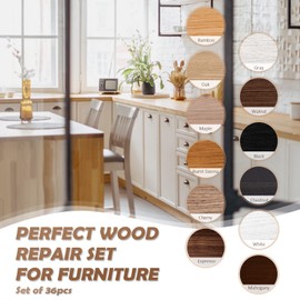 SEISSO Wood Scratch Repair Kit - Set of 36 Wood Filler Putty for Scratches Furniture Markers Touch Up Vinyl Floor Repair Kit - Restore a Finish, Cover Hardwood Scratches, Cracks, Hole, Table, Door