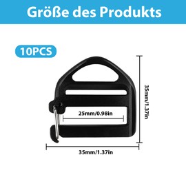 Soiftra Adjustable Buckles Webbing, Pack of 10 Buckles and Clasps, Plastic Backpack Buckle, Replacement for Backpack, Suitcase, Luggage, Repair Tools, Accessories (Black)
