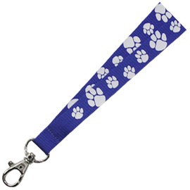PinMart Blue and White Paw Print School Mascot Sports Lanyard w/Safety Release - 100 Pack