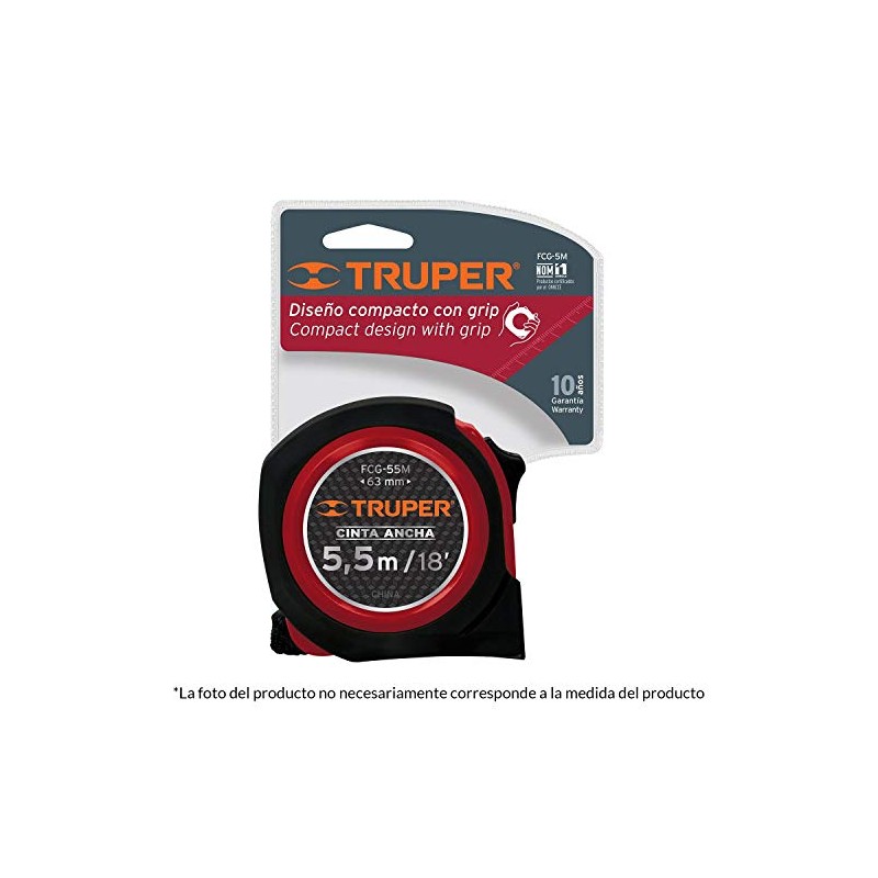 TRUPER Flexómetro Compacto Con Grip 55 M Cinta 1 Truper