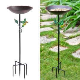 CaliDecor 31.9”H Metal Bird Bath for Outdoors, Bird Feeder with Upgraded 5-Pronged Base Freestanding for Outside Garden Patio Yard Lawn