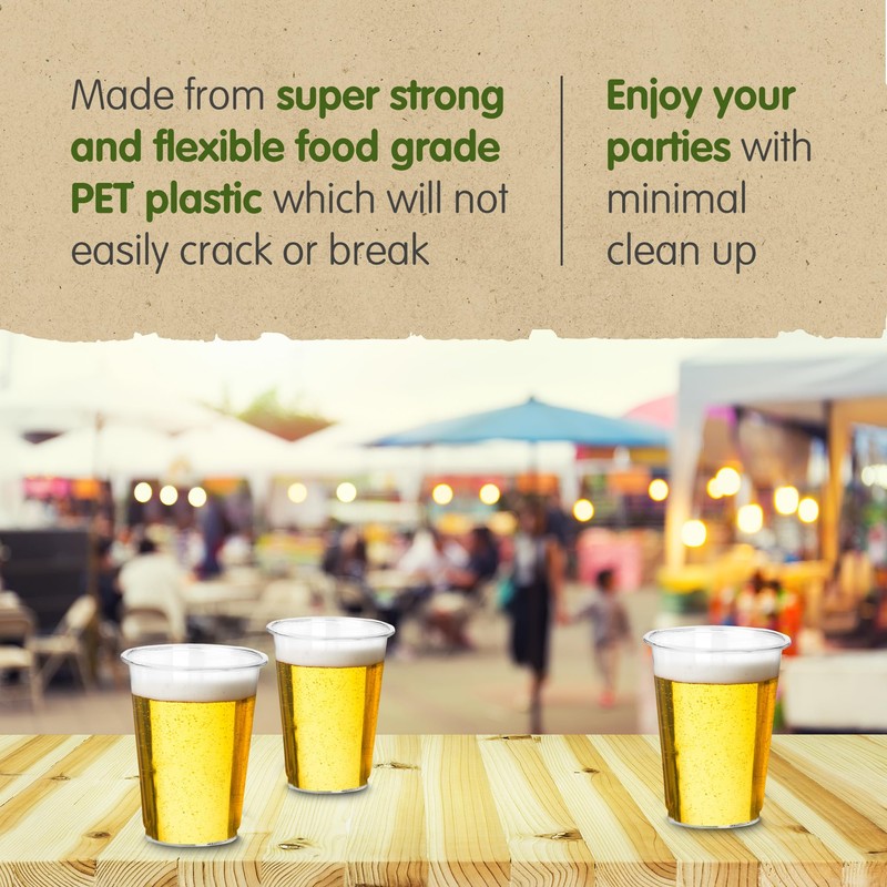 Signature Packaging - Disposable Plastic Party Cups - 330ml Half
