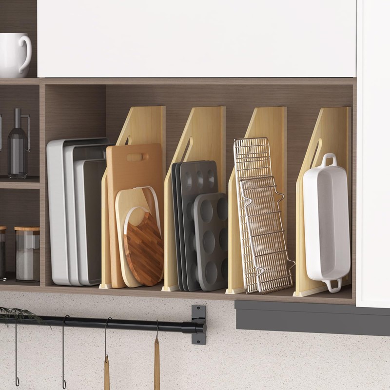 sandpaint 4 Pack Wood Tray Dividers for Cabinet, Cookie Sheet