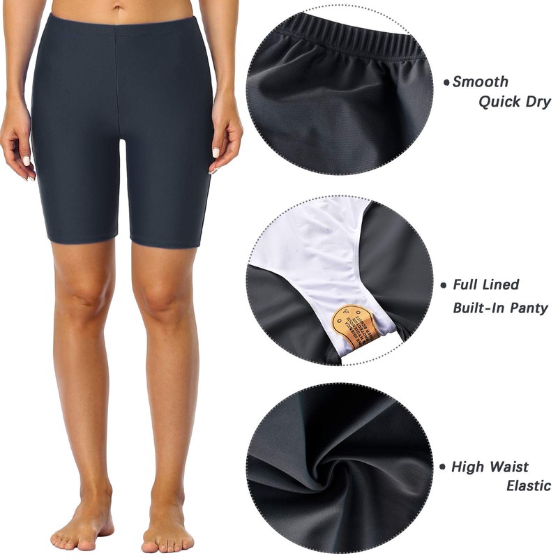 Mycoco Pantalones cortos de natación largos para mujer, UPF 50+,