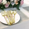 Slomg 200 Pack Gold Plastic Silverware, Disposable Heavy Duty Cutlery
