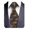 GUSLESON Mens Brown Plaid Silk Ties for Wedding(0723-12)