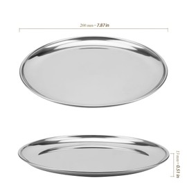 HEIHAK 6 PCS 8 Inch Stainless Steel Plates, Reusable Round Metal Dinner Plates Camping Plate, Kitchenware Dinner Dishes for for BBQ Steak, Dishwasher Safe