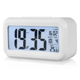 Reloj despertador con números,Reloj inteligente digital LED para dormir,indica fecha y temperatura en pantalla,con reloj de alarma, con interruptor para 12/24 horas,operación simple,para habitacion