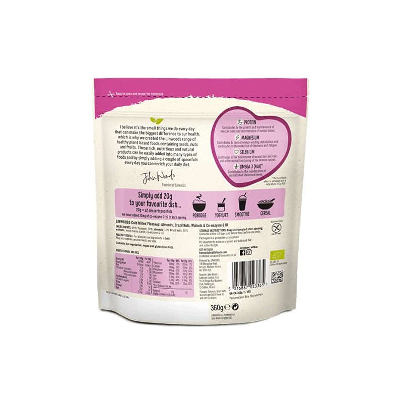 Linwoods Milled Flaxseed, Almonds, Brazil Nuts, Walnuts and Co-q10 360g