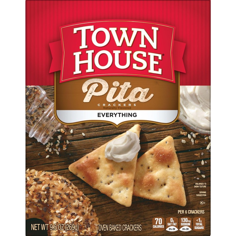 Town House Pita Oven Baked Crackers, Party Snacks, Everything Flavor