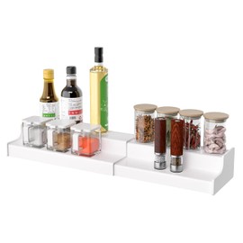 Sezanrpt Expandable Spice Shelf Cabinet Organiser 2 Levels, White Kitchen Counter Display Shelf, Spice Organiser for Cabinet, Moisture Resistant