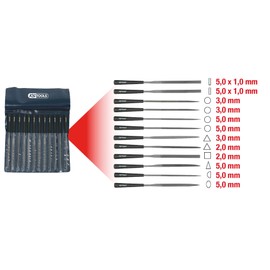 KS Tools 140.3050 Needle files set, 12 pcs, 145mm