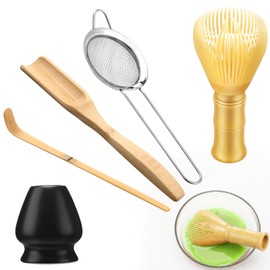 CroBlissful CroBlissful 5 Pcs Traditional Matcha Whisk Set Resin Tea Matcha Whisk, Sifter,Holder, Bamboo Tea Scoop, Tea Spoon, for Stirring Japanese Green Tea Powder