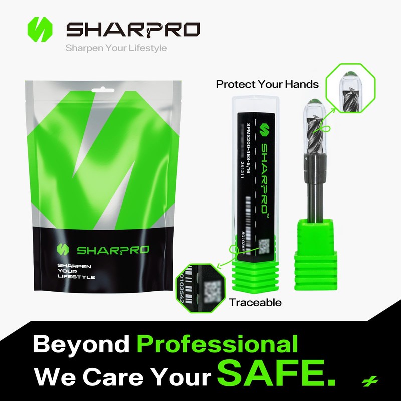 SHAPPRO 5/16 Inch Shank Carbide Square End Mill, 4 Flute