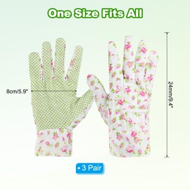 PATIKIL Floral Gardening Gloves for Women, 3 Pair Non-Slip Grip Garden Glove Women Working Yard Gloves for Yard Cleaning, Gardening, Weeding, Planting, Pink