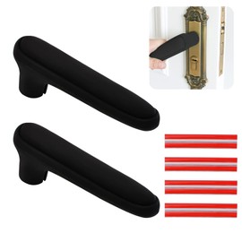 UFURMATE Door Handle Covers, 2Pcs Matte Black Silicone Door Handle Glove Covers Door Knob Covers Anti-Static Safety Door Knob Protector with Clear Anti-Collision Adhesive Strip