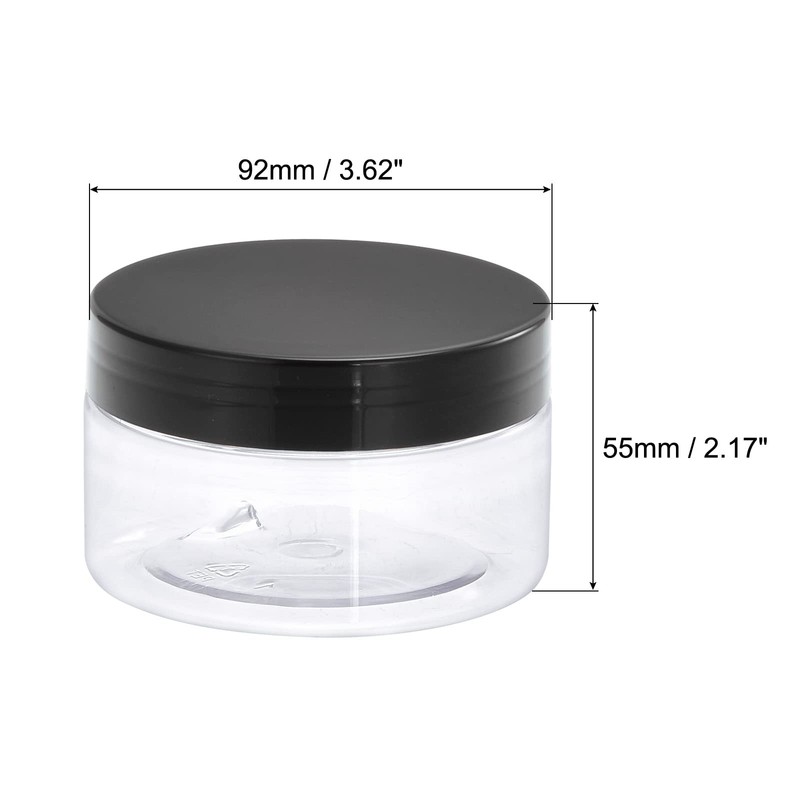 sourcing map Round Plastic Jars with Black Screw Top Lid,