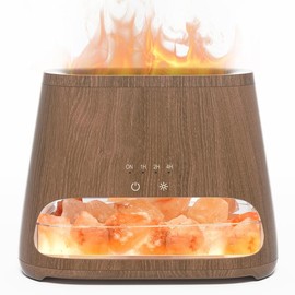 SALKING 2-in-1 Air Purifier&Humidifier For Home and Office. Ultrasonic Essential Oil Diffuser With Himalayan Salt Lamp&Fireplace Aroma Diffuser, Best Birthday Gift, Black Friday Deal. - Color: Dark-WG