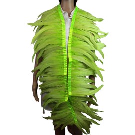 7 Color 2 Yard Long,10-12 inch Height Rooster Coque Feather Fringe Trim, for Skirt Dress Costume Roster Feather Trim (Lime Green)