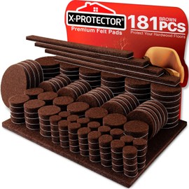 Felt Furniture Pads X-PROTECTOR 181 PCS Premium Furniture Pads - Felt Pads Furniture Feet Best Wood Floor Protectors - Protect Your Hardwood & Laminate Flooring!
