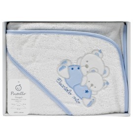 PASTELLO - Triangular Terry Towelling Hooded Bathrobe - 100% Cotton - 75 x 75 cm - Soft and Absorbent - Colours Available (SKY BLUE TRI105)