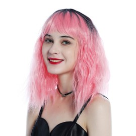 WIG ME UP - ZM-1002-T1632R1B Women's Wig Shoulder Length Wavy Ombre Black Pink Pony Cute