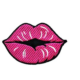 HHO - Parche bordado para niños, diseño de pintalabios, color rosa