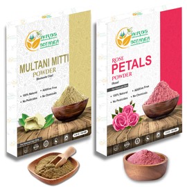 Herbs Botanica Rose Petal Powder 3.5 oz & Multani Mitti Powder 5.3 oz Natural Face Pack Combo for DIY Skincare, Ubtan, Face Masks, and Body Scrubs Finely Milled Herbal Powders