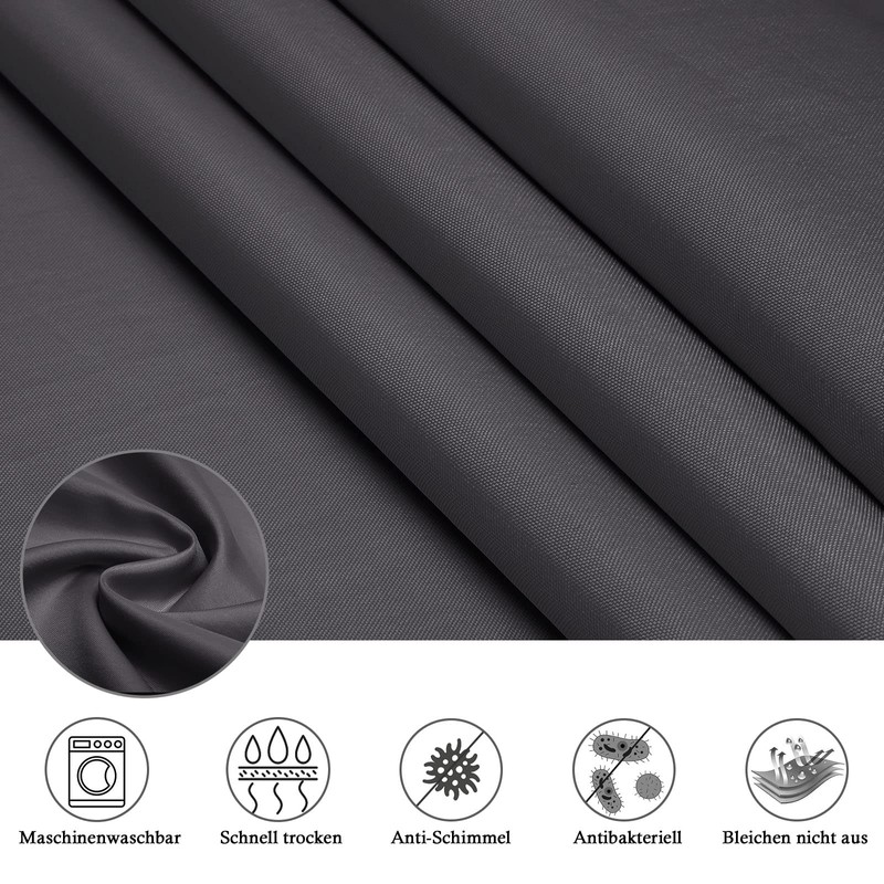 EurCross Dark Grey Shower Curtain 200 x 180 cm Textile