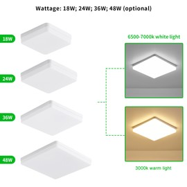 [通拓商品]LEDs Ceiling Light Flush Mounting 48W Square Ceiling Lamp for Kitchen Bedroom Hallway (2800-3200K Warm Light)