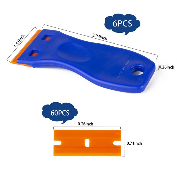 Tvkiadv Plastic Razor Blade Scraper Tool, 6 Pcs Razor Scraper