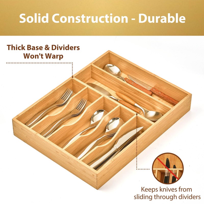 Umilife Kitchen Drawer Organizer, 12.5 Inch Silverware Utensil Tray Holder,