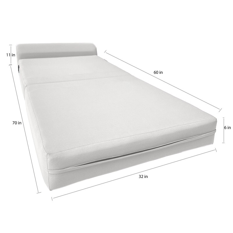 Amfuton White Sleeper Chair Folding Foam Beds, Portable Flip Couch