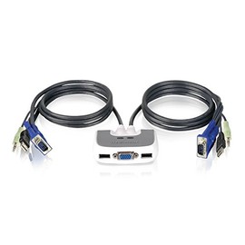 IOGEAR KVM Switch GCS632U MiniView Micro USB Plus KVM Switch 2-Ports Built-in 6ft Cable and Audio