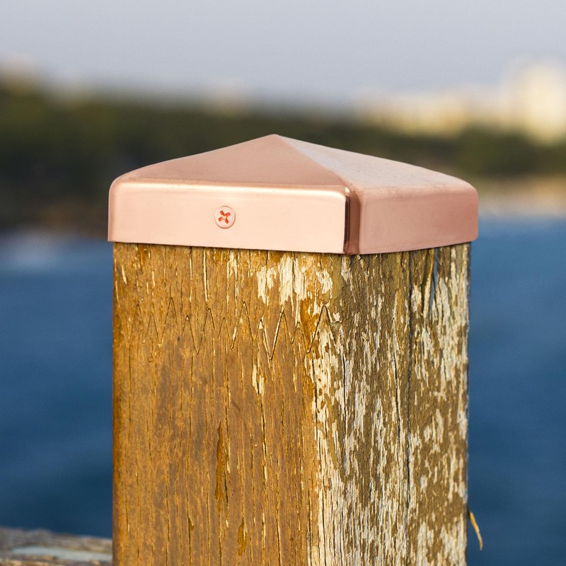 Tandefio 2 Pcs 3.5x3.5'' Solid Copper Post Caps 4x4 Fence