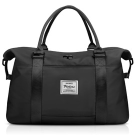 Travel Duffle Bag Large Sports Gym Bag Carry on Bag Waterproof Shoulder Weekender Bag Overnight Bags for Women Lightweight Gym Tote Bag Luggage Bag Hospital Bag Duffel Bag with Wet Pocket, Black