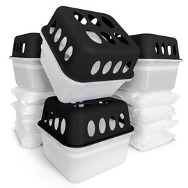 Floordirekt 4 x Dehumidifier with 8 x 400 g Refill Bags Granules Room Dehumidifier Refillable & Reusable Black Hava
