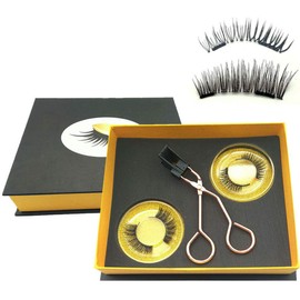 Magnetic Eyelashes Kit with Glue-free Applicator Tool, Magnetic Eyelash Clip, Short Set Including 2 Pairs of False Eyelashes, No Eyeliner (NATURE BUSHY BLEND)