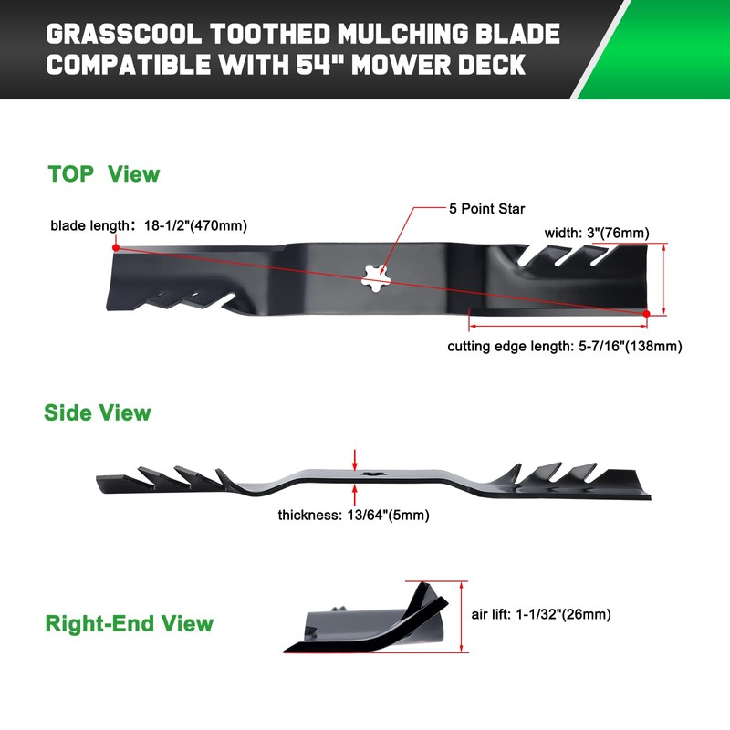 Grasscool Z254 54 inch Mower Blades for Hus qvarna LGT2654