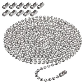 YUNHOLO 6 Meter/19.69ft Roller Blind Chain, 4.5mm Stainless Steel Blind Beads Chain, Silver Replacement Ball Chain with 12Pcs Blinds Cord Connector for Roller Blinds and Vertical Blinds Repair Parts