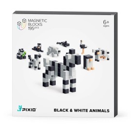 UD_PIXIO Black & White Animals - 195 Magnetic Blocks in 4 Colors + Free App