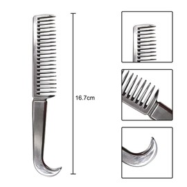 Bohue 2Pcs Aluminum Alloy Horse Comb Mane Tail Pulling Comb Metal Horse Grooming Tool Smooth Surface Durable Metal Polishing Horse Comb for Horse