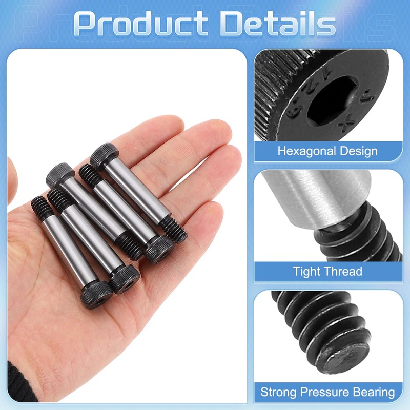 sourcing map Alloy Steel Hexagon Socket Head Shoulder Screws Bolts,