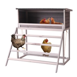 BIRASIL Chicken Nesting Box, Chicken Coop Accessories with Asphalt Roofing, Chicken Laying Boxes with Stairs, Nesting Egg Boxes with Leisure Swing for Hens or Chickens