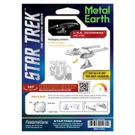 Metal Earth Fascinations Star Trek USS Enterprise NCC-1701 3D Metal Model Kit Bundle with Tweezers
